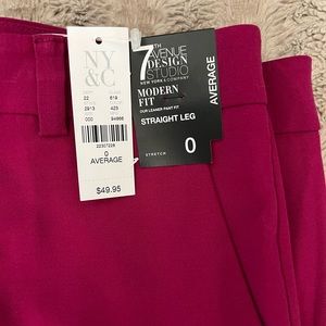 New York & Co Slacks Straight Leg 
Size 0 NWT Stretch - Purple/Mauve
